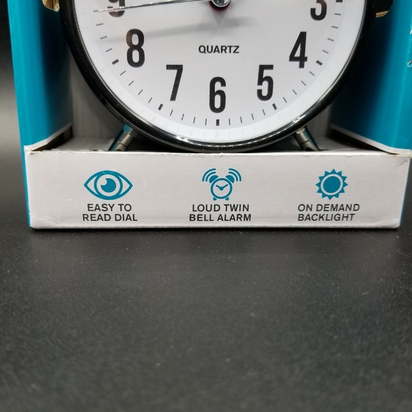Sharp Black Twin Bell Alarm Clock  Perfect for Heavy Sleepers Loud Bell Alarm - Picture 3 of 6
